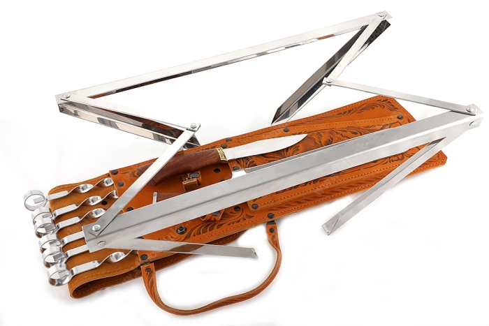 Шашлычница рыжая (простые шампура), ручная художественная роспись