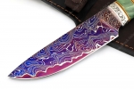Нож Глухарь (ламинат воронёный - 9ХС и дамаск с никелем, рукоять стабилизированный кап клёна, фибра, мозаичный пин) - охотничий нож из ламинированной стали